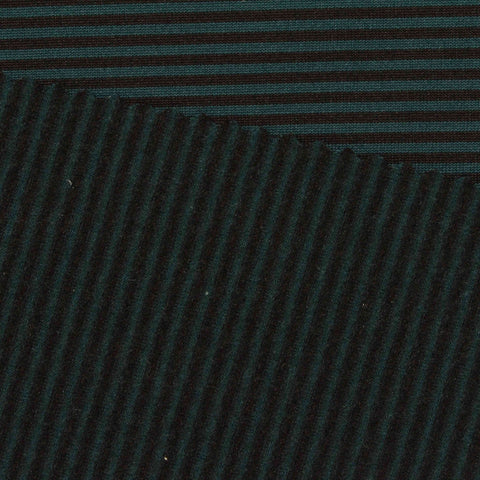 Dark Green Horizontal-Stripe Jersey Knit, Polyester, 159 gsm