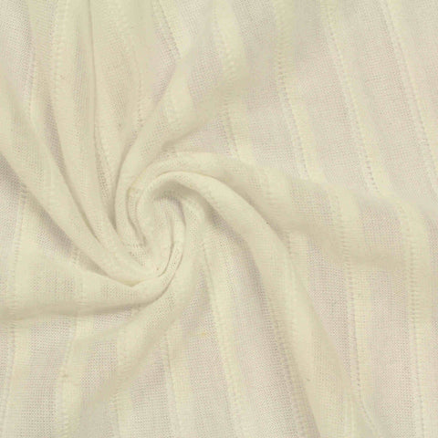 Cream Vertical-Stripe Jacquard, Polyester, 190 gsm