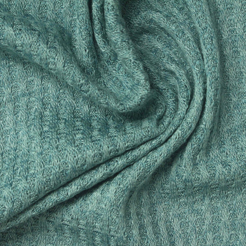 Polyester Viscose Stretch Waffle Knit Fabric, 172 gsm, 165 cm — Blue
