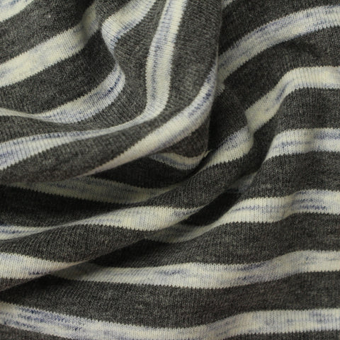Dark Grey Horizontal-Stripe French Terry, Poly-Cotton