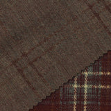 Burgundy Plaid Interlock Knit, Poly-Viscose — photo 3