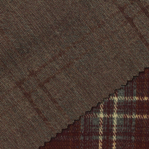 Burgundy Plaid Interlock Knit, Poly-Viscose