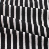 Black Vertical-Stripe Jersey Knit, Viscose — photo 3