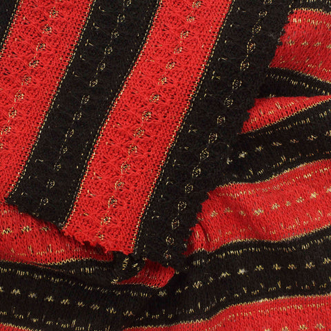 Red Horizontal-Stripe Chunky Knit, Cotton
