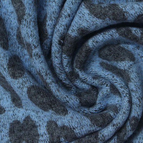 Dark Grey Leopard Knit, Viscose-Poly, 298 gsm