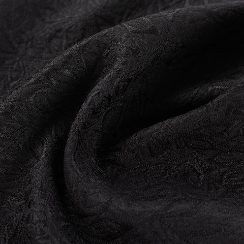 Black Tone-on-Tone Leaf Jacquard, Poly-Cotton