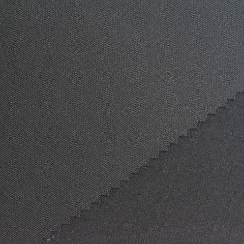 Polyester Viscose Stretch Scuba Knit Fabric, 380 gsm, 160 cm — Black, ref EF-274485