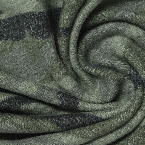 Green Camo Chunky Knit, Viscose-Poly, 290 gsm