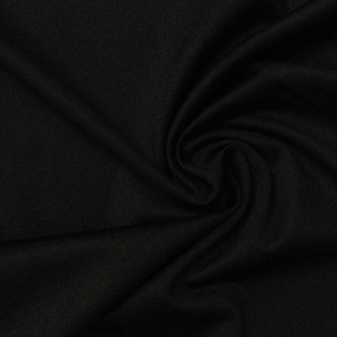 Brushed Polyester Stretch Jersey Knit Fabric, 280 gsm, 175 cm — Black