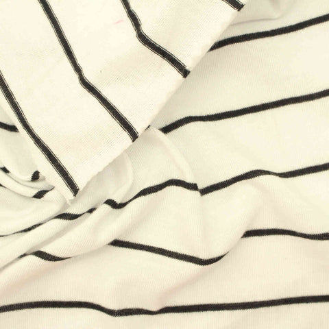 Black Horizontal-Stripe Knit, Poly-Viscose, 146 gsm