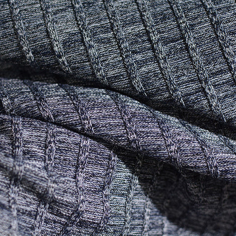 Navy Marl Rib Knit, Cotton-Viscose
