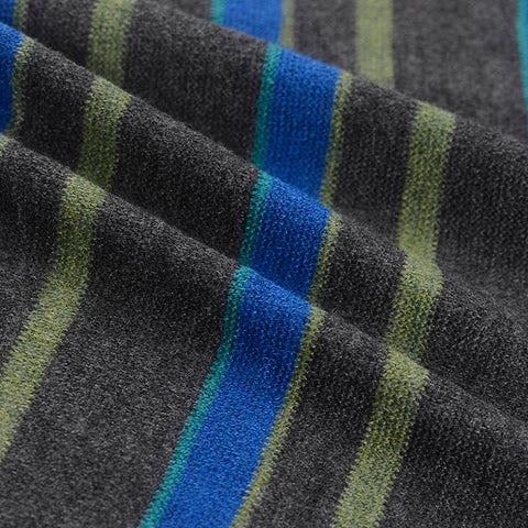 Blue Horizontal-Stripe Jersey Knit, Viscose-Acrylic