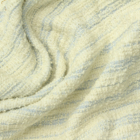 Light Blue Horizontal-Stripe Bouclé, Poly-Cotton
