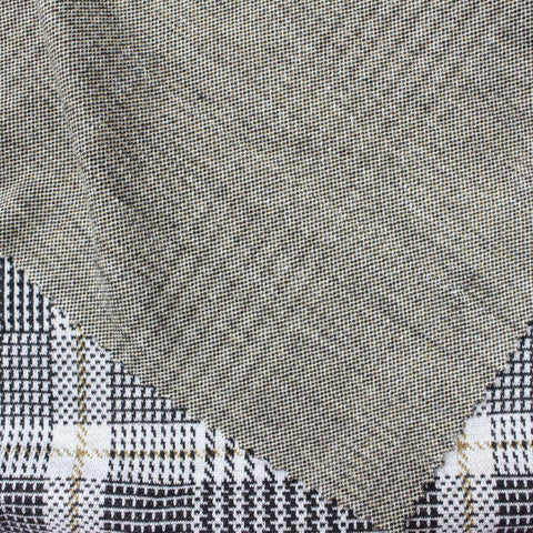 Black Plaid Interlock Knit, Poly-Viscose, 275 gsm