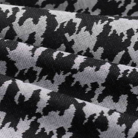 Black Houndstooth Jacquard, Viscose-Poly, 220 gsm