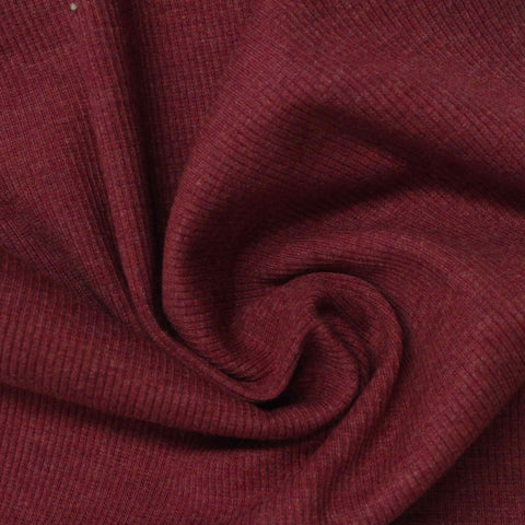 Red Marl Rib Knit, Cotton-Poly, 240 gsm