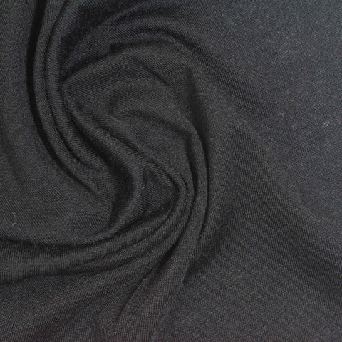 Polyester Stretch Jersey Knit Fabric, 157 gsm, 165 cm — Black