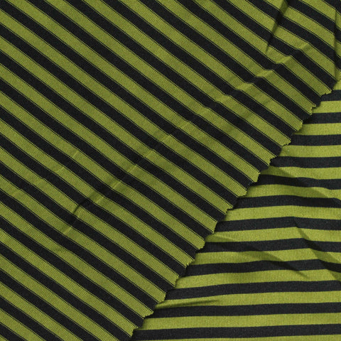 Black Horizontal-Stripe Jersey Knit, Polyester, 126 gsm
