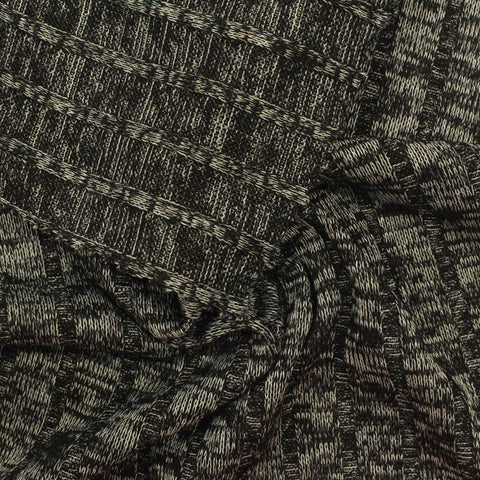 Black Vertical-Stripe Rib Knit, Viscose-Poly, 196 gsm