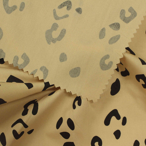 Black Leopard Poplin, Cotton-Poly