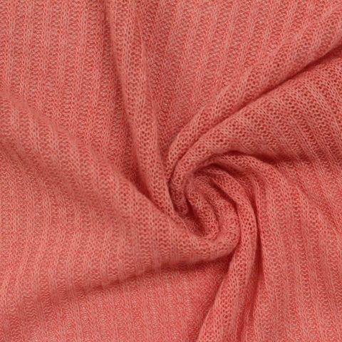Red Marl Rib Knit, Poly-Viscose, 150 gsm