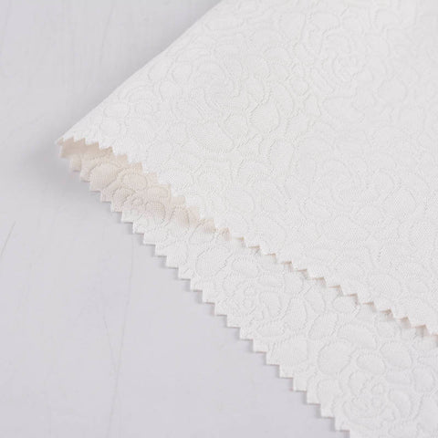 White Tone-on-Tone Floral Jacquard, Polyester, 268 gsm