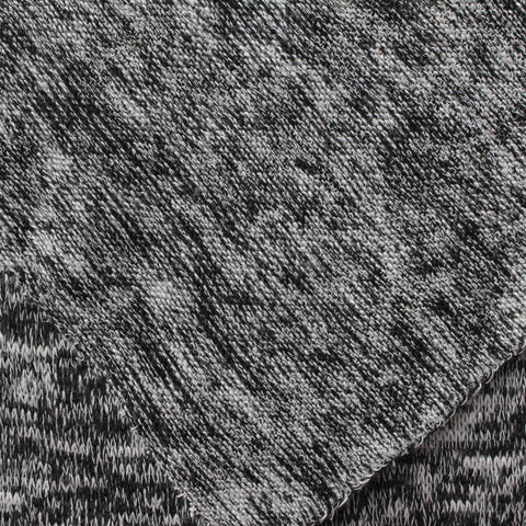 Black Heathered-Marl Chunky Knit, Viscose-Poly, 240 gsm, 163 cm