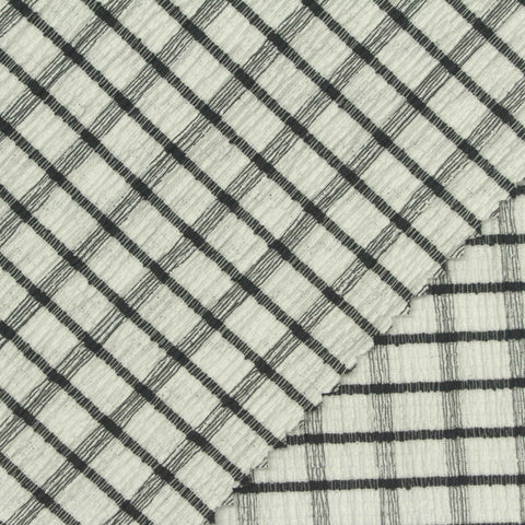 Dark Grey Check Crepe, Polyester