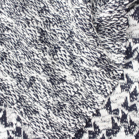 Black Geometric Chunky Knit, Cotton-Poly, 295 gsm