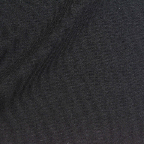 Polyester Viscose Stretch French Terry Fabric, 240 gsm, 165 cm — Black
