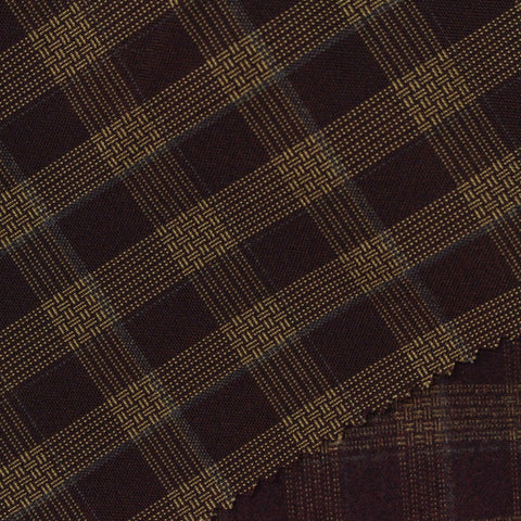 Dark Brown Plaid Woven, Poly-Viscose, 285 gsm, 150 cm, ref EF-265152