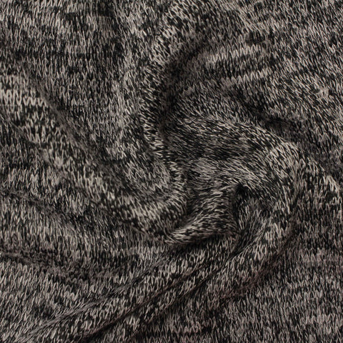 Black Marl Chunky Knit, Poly-Viscose, 152 gsm, 160 cm