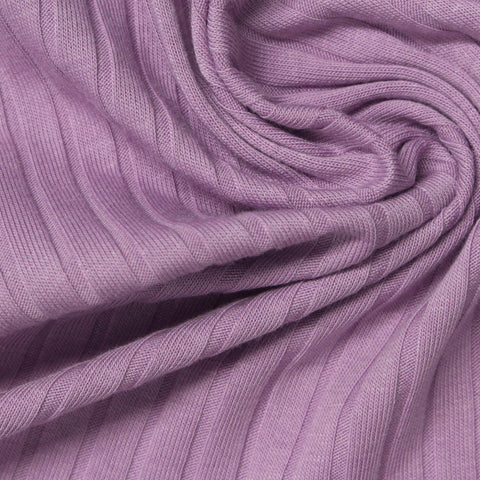 Viscose Stretch Rib Knit Fabric, 182 gsm, 161 cm — Purple