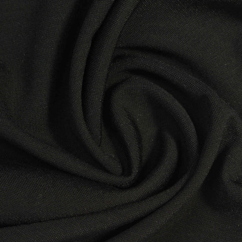 Viscose Nylon Stretch Ponte Knit Fabric, 210 gsm, 160 cm — Black, ref EF-243637