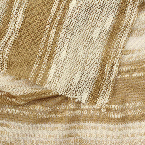 Cream Horizontal-Stripe Chunky Knit, Poly-Viscose, 139 gsm