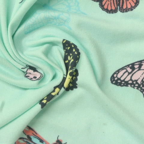 Black Butterflies Jersey Knit, Polyester