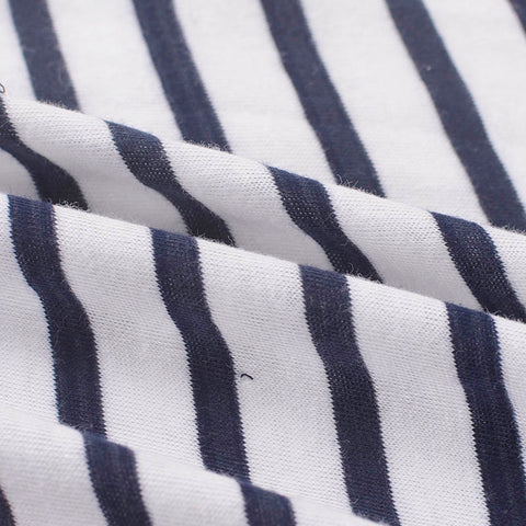 Navy Horizontal-Stripe Jersey Knit, Cotton, 121 gsm