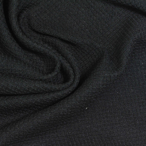 100% Polyester Waffle Knit Fabric, 220 gsm, 165 cm — Black