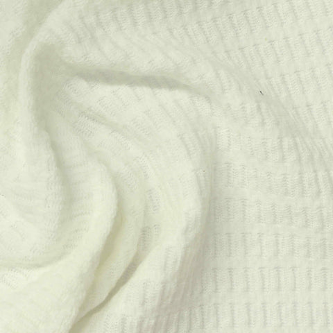 Jacquard Cotton Polyester Stretch Knit Fabric, 180 gsm, 165 cm — White