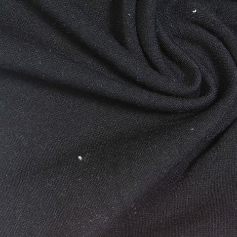 Polyester Viscose Stretch Ponte Knit Fabric, 310 gsm, 160 cm — Black