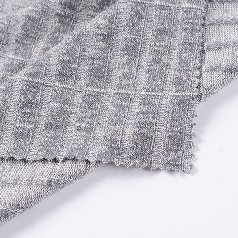 Heather Grey Marl Chunky Knit, Viscose-Poly, 238 gsm