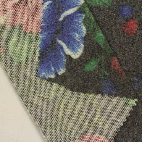 Red Flowers Knit, Poly-Viscose