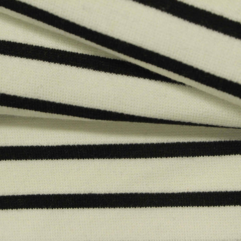 Black Horizontal-Stripe Ponte Knit, Viscose-Poly, 326 gsm