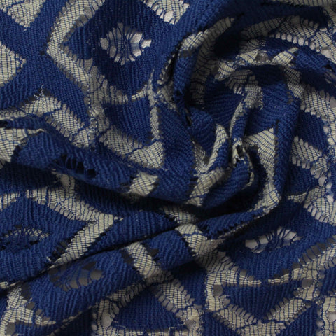 Blue Geometric-Diamond Lace, Cotton