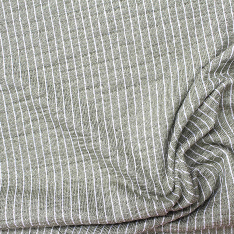 White Vertical-Stripe Crepe, Viscose, 230 gsm