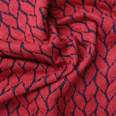 Red Leaf Jacquard, Poly-Viscose