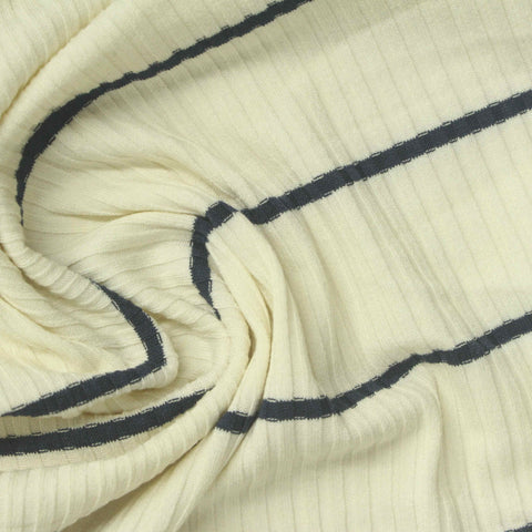 Dark Grey Horizontal-Stripe Rib Knit, Poly-Viscose, 240 gsm