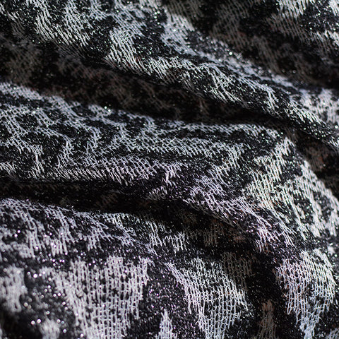Black Geometric-Chevron Jacquard, Metallic