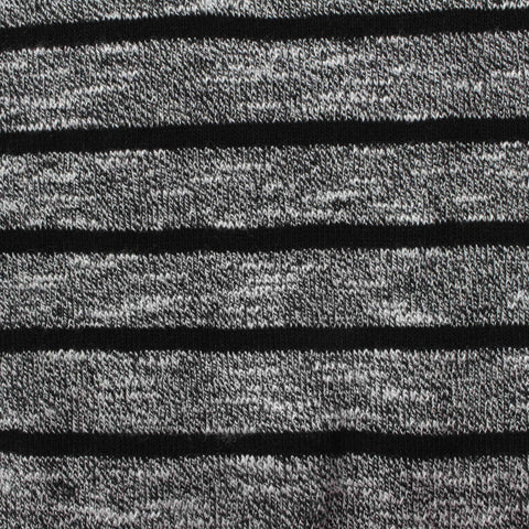 Black Horizontal-Stripe Rib Knit, Poly-Viscose, 191 gsm