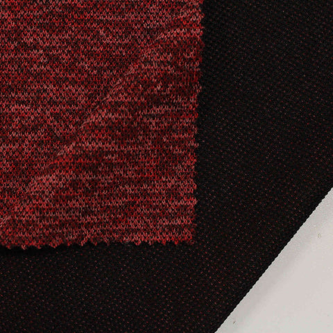 Red Marl Rib Knit, Polyester, 260 gsm